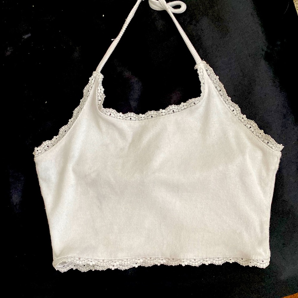 White cropped tank top forever 21